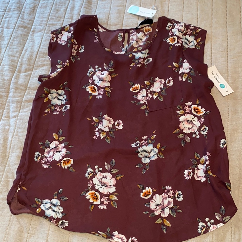 Floral One Pocket Blouse